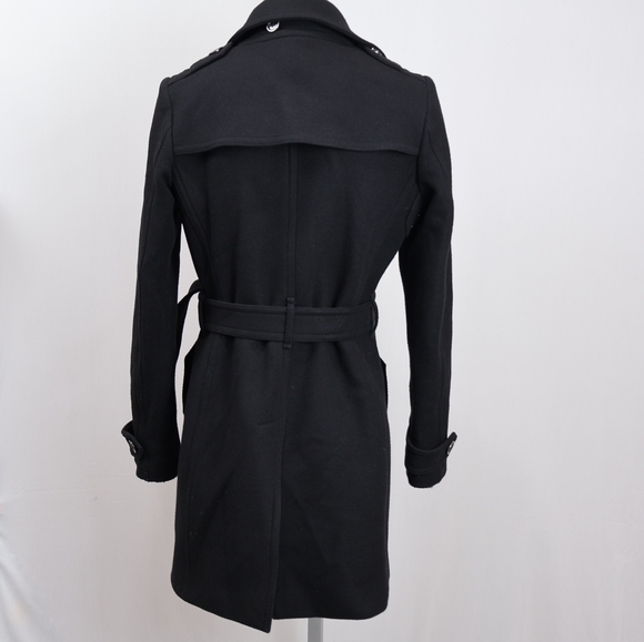 Burberry Brit Black Wool Belted Trench Coat - Picture 3 of 16